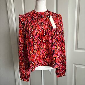 NWT PINCH Remi Pink Pintuck Long Sleeve Blouse Sz XS